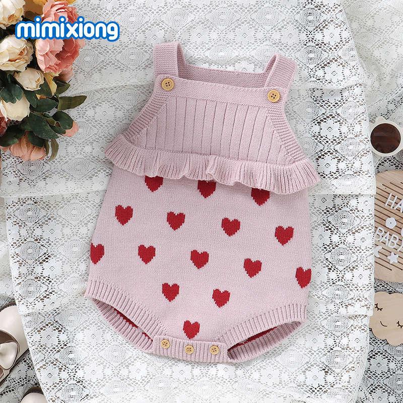 Baby girl Cute heart pattern knitted jumpsuit