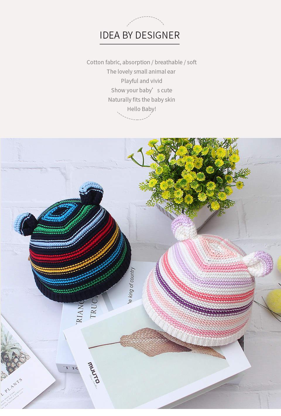 Baby knitted striped hat