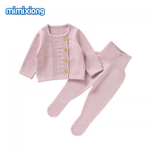 O-Neck Toddler Sweater Coat With Trousers