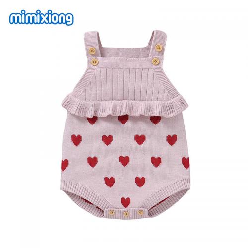 Baby girl Cute heart pattern knitted jumpsuit